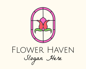 Pink Tulip Flower logo design