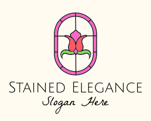 Pink Tulip Flower logo design