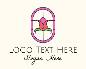 Pink Tulip Flower Logo