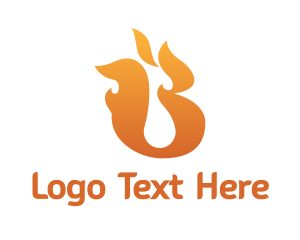 Orange Fire - Fire Burning Letter B logo design