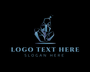 Jewelry Store - Gemstone Crystal Letter T logo design