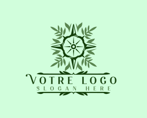 Leaf - Compass Voyage Navigation logo design