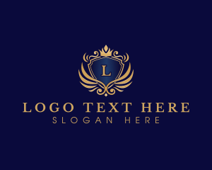 Crown Luxury Shield Wing logo design