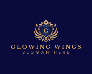 Crown Luxury Shield Wing logo design