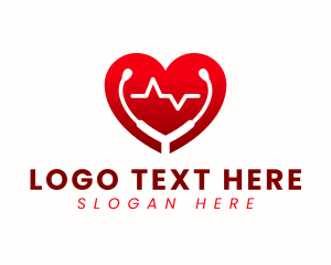 Negative Space - Stethoscope Heart Health logo design