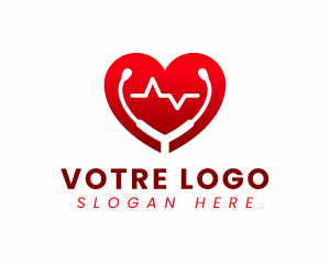 Ecg - Stethoscope Heart Health logo design