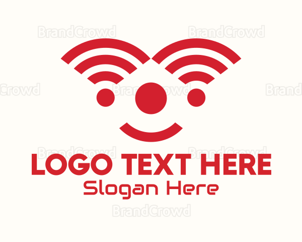 Red Internet Signal Clown Logo