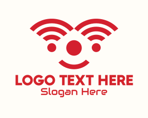 Technology - Red Internet Signal Clown logo design