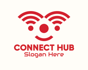 Red Internet Signal Clown logo design