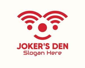 Joker - Red Internet Signal Clown logo design