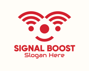 Red Internet Signal Clown logo design