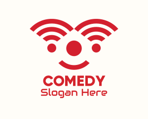 Red Internet Signal Clown logo design