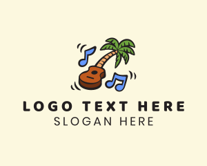 Travel - Palm Tree Guitar Music logo design