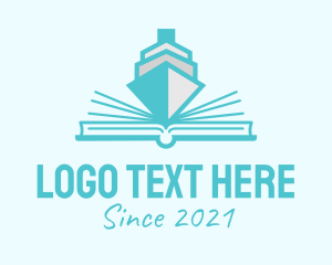Book Shop - Boat Pop Up Book logo design