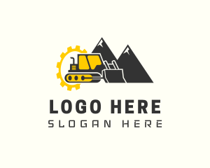 Heavy Equipment - Gear Mountain Bulldozer logo design
