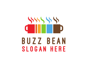 Caffeine - Colorful Coffee Mugs logo design