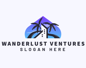 Transient - Hotel Resort Palm Tree logo design