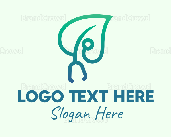 Gradient Medical Leaf Stethoscope Logo