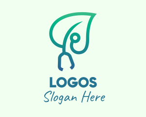 Health - Gradient Medical Leaf Stethoscope logo design