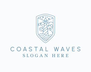 Lighthouse Sea Wave logo design