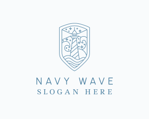 Lighthouse Sea Wave logo design