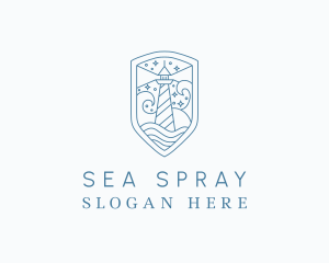 Lighthouse Sea Wave logo design