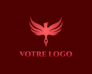 Bird - Red Eagle Pen logo design