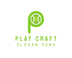 Green P Tennis Ball logo design