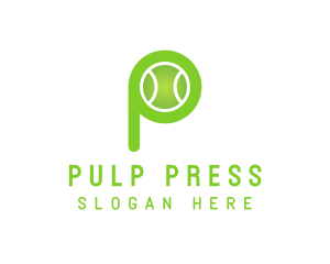 Green P Tennis Ball logo design