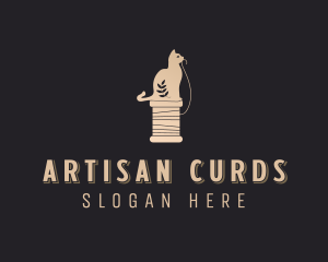 Cat Yarn Sewing logo design