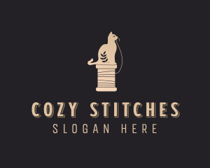 Cat Yarn Sewing logo design