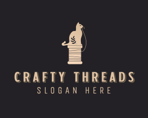 Cat Yarn Sewing logo design