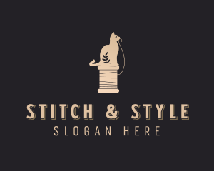 Cat Yarn Sewing logo design