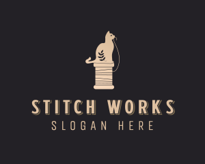 Cat Yarn Sewing logo design