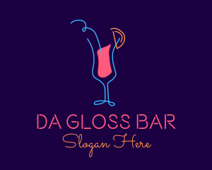 Neon Tropical Cocktail Glass  logo design