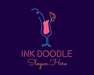 Neon Tropical Cocktail Glass  logo design