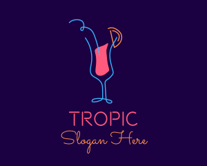 Neon Tropical Cocktail Glass  logo design