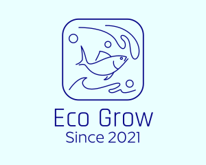 Aquaponics - Ocean Wave Fish logo design