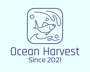 Ocean Wave Fish logo design