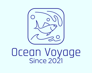 Ocean Wave Fish logo design