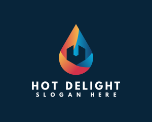 Water Droplet Heating Cooling Wrench logo design