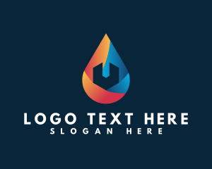 Heating - Water Droplet Heating Cooling Wrench logo design