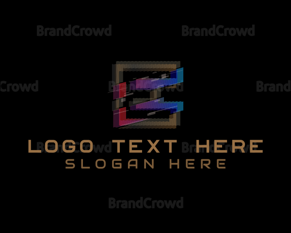 Gradient Glitch Letter E Logo