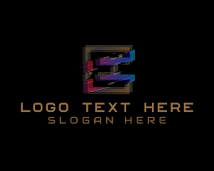 Cyber - Gradient Glitch Letter E logo design