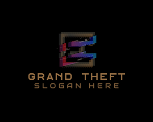 Bar - Gradient Glitch Letter E logo design