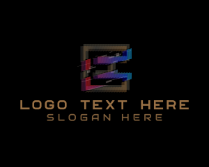 R - Gradient Glitch Letter E logo design