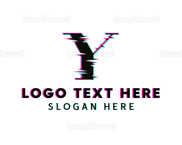 Modern Glitch Letter Y Logo