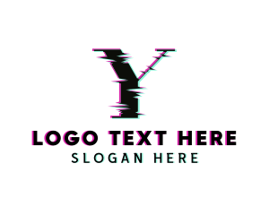 Futuristic - Modern Glitch Letter Y logo design