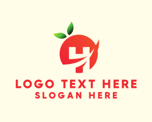 Organic Fruit - Red Peach Letter H logo design