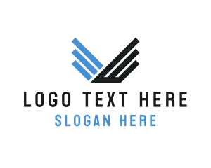 Blue - Winged Letter V logo design